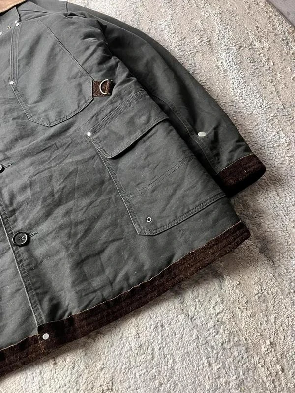 Vintage Replay Fireman Workwear Casaco pesado de lona de couro para todos os climas Tamanho – photo 3
